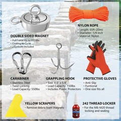 1725 lbs Fishing Magnet Kit, Double Sided Magnet Fishing Kit with Rope, Super…
