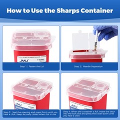 1/3/5Each JMU Ever Ready Sharps Container Waste Disposal 1 Quarts / 32oz – RED