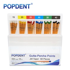POPDENT Dental Endo Gutta Percha Points Root Canal Taper .02/.04/.06 #15-#40