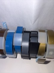 Vintage Rotex Printer 3/8” Embossing Tape 12 Rolls Gold Red Blue Brown Gray
