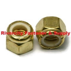 (100) 1/4 x 20 Brass Nylon Insert Lock Stop Nyloc Nuts 1/4-20 Nut nylock 1/4×20
