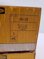 Lot Of 2 Hubbell VG-15, 100 Watt Size Clear Globe, 1205