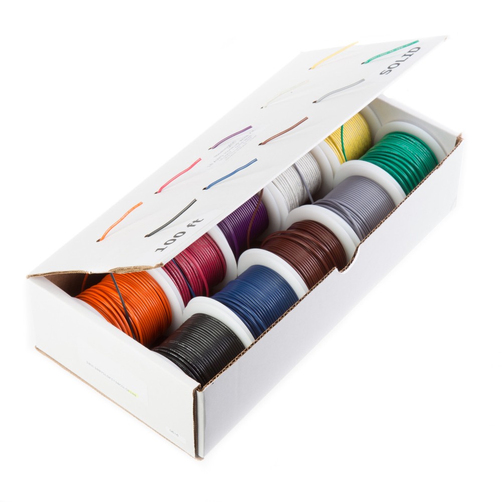 24 AWG Gauge Stranded Hook Up Wire Kit 100 ft Ea 0.0201″ 10 Color UL1007 300Volt