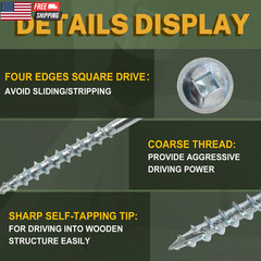 Pocket Hole Screws 1-1/4 Inch, 600 PCS Interior Pocket Screw #8 X 1-1/4″, Coarse