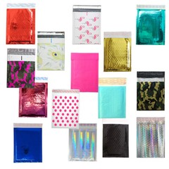 6×10 METALLIC BUBBLE MAILER, POLY Design Padded Shipping Envelope Bags,Pink,Teal