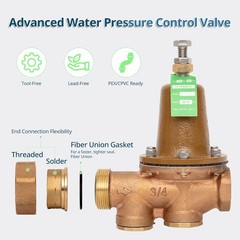 3/4″ 600XL Water Pressure Reducing Valve Adjustable 25-75 PSI # LF25AUB-Z3