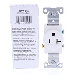 Eaton White COMMERCIAL Outlet Single Receptacle NEMA 5-20R 125V 20A 1877W Boxed