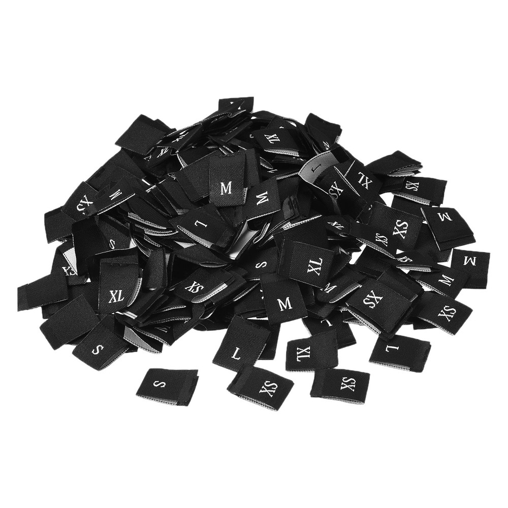 Clothing Sewing Size Label, XS/S/M/L/XL Embroidered Label Black 250pcs