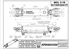 Hydraulic Cylinder Welded Double Acting 3″ Bore 18″ Stroke Clevis End 3×18 NEW