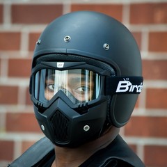 Birdz Skylark Motorcycle Goggles Removable Face Mask Black Frames Clear Lens