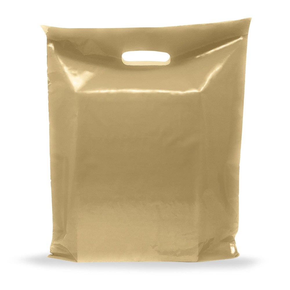 Gold Merchandise Plastic Shopping Bags – 100 Pack 9″ x 12″ with 2 mil Thick -…