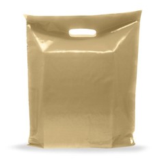 Gold Merchandise Plastic Shopping Bags – 100 Pack 9″ x 12″ with 2 mil Thick -…