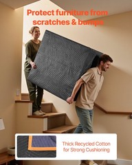 VEVOR 12 Pcs Moving Blankets 72 x 40 in Large Packing Blanket with Elastic Bands