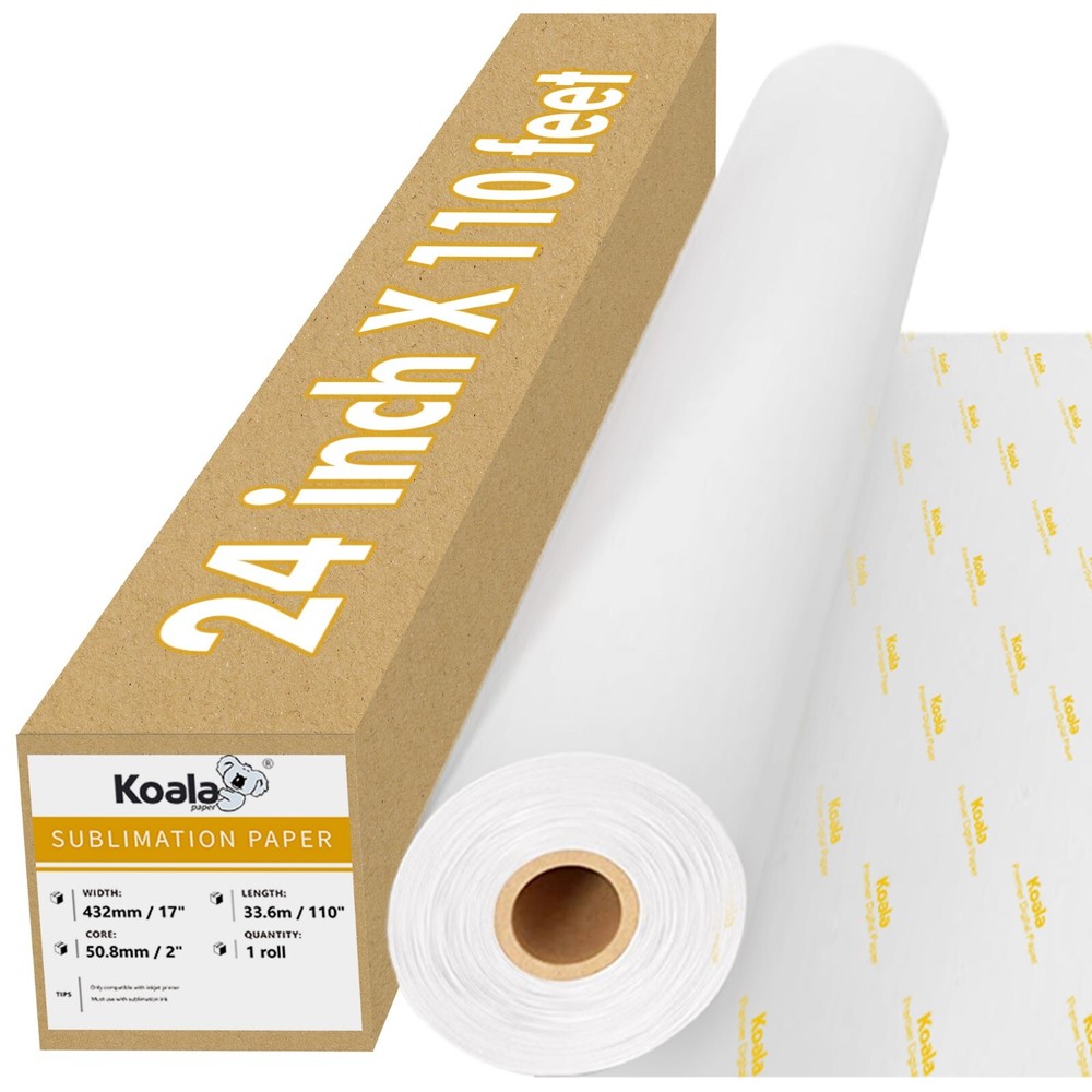 Koala Sublimation Paper Roll 24″ x 110 Ft Heat Transfer Fast Dry Inkjet Printer