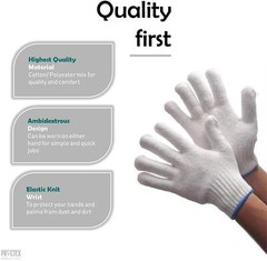 24 Pack Cotton String Knit Cotton Polyester Gloves Seamless Workwear Gloves Prot