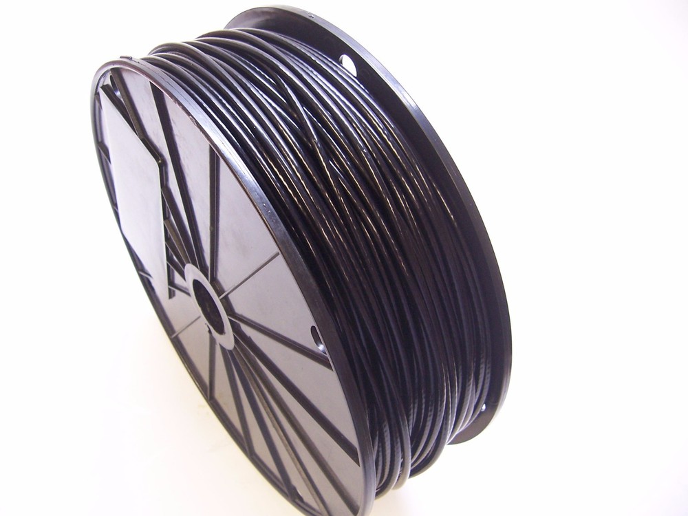 BLACK Vinyl Coated Wire Rope Cable, 3/32″ – 1/8″, 7×7, 250 ft reel