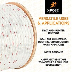 Poly Combo 3 Strand Safety Rope – 3/8″ – UV Coated Polypropylene Rope