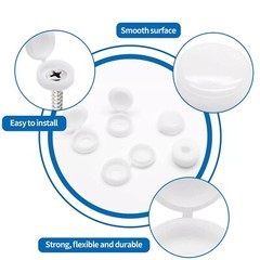 100pcs White Plastic Hinged Screw Cover Caps with Washer Flip Tops, Premium Fold