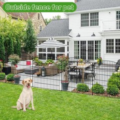10 Pack Decorative Garden Metal Fence with Gate 32 in (H) x 23.6 ft (L)