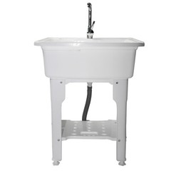 Freestanding Plastic Utility Sink Laundry sink Size:25.9*21.65*31.5in(White)