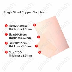 1-10x Single Sided Copper Clad Plate PCB Circuit Board 7*10 10*15 10*20 20*30cm