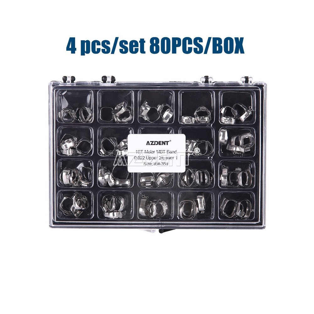 80Pcs AZDENT Dental Orthodontic Bands Buccal Tube 1st Molar MBT.022 U2L1 16#-35#