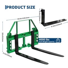 4000 LBS Pallet Fork Frame & 48″ Fork Blades, 2″ Hitch Receiver for JD Tractors