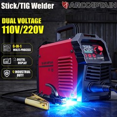 200A ARC Welder 110V/220V LED Portable Stick/Lift TIG/MMA Synergic IGBT Inverter