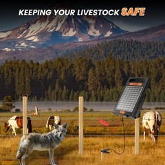 24 Hour Solar Electric Fence Charger, 10 Miles, Up to 10200v Output Black