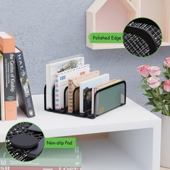 GDINDINFAN Mail Organizer Countertop, Metal File Holder with 5-Slot, Black