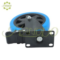 4 Pcs 6-Inch Polyurethane Casters With Brake Included 2 × Hardware Kits Blue