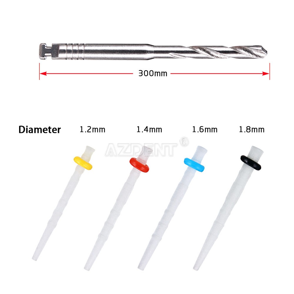 AAA Dental Quartz Tiber Fiber Posts Resin Screw Thread Glass +4 Drills