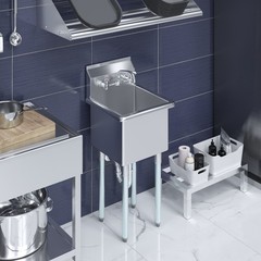 18 in. x 18.5 in. Stainless Steel Utility Sink With 15 in. x 15 in. x 13 in.