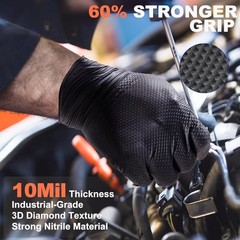 10mil Heavy Duty Nitrile Disposable Mechanics Gloves, Chem-Resistant, Latex Free