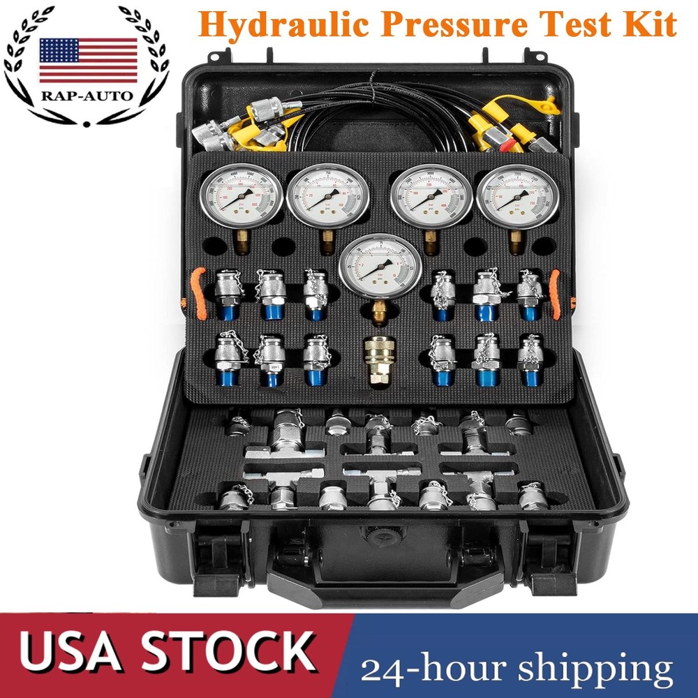 Hydraulic Pressure Test Kit w/5 Gauges(150 1500 4000 6000 10000PSI)for Excavator