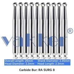 10/Pk Dental Tungsten Surgical Carbide Burs Latch Type RA SURG 2 4 6 8 Low Speed
