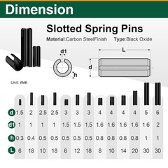 Roll Pin Assortment Kit 460PCS Metric Slotted Spring Pins Sizes M1.5 to M6