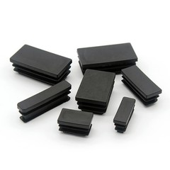 Rectangular Plastic End Caps Ribbed Plugs Blanking Inserts Tube Pipe Bungs Black