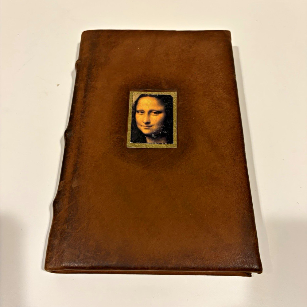 Brown Leather Journal/Diary Notebook, Mona Lisa Cover Art, Lined Pages