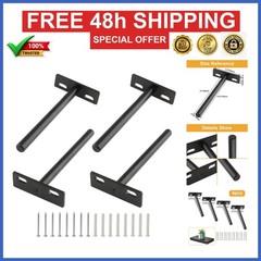 Cionyce 4 Pcs 5 Inch Heavy Duty Floating Shelf Bracket Black