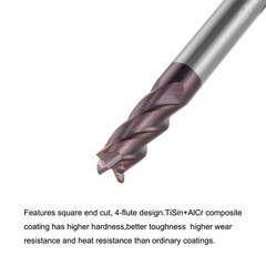 5mm Dia 5mm Shank 50mm HRC55 Carbide AlTiN Coated 4 Flute Square End Mill New