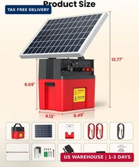 Solar-Powered Electric Fence Charger with Alarm,1.2 Joule Output, Up to 20 Miles