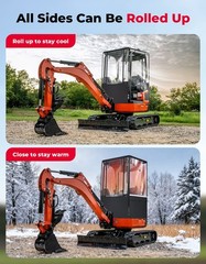 Mini Excavator Cover Cab Enclosure Fits 1760-3530 lbs for Kubota U17/ Bobcat E20