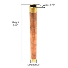 Thrifco 5320035 3/4 inch x 6 Inch Brass Nipple