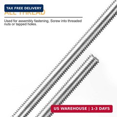 Pack of 5 304 Stainless Steel M6-1.0 Fully All Threaded Rod, Long Threaded Screw