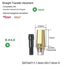 Dental Straight Ti Cemented Abutment Regular Hex Conical W/Screw fit Hiossen ET