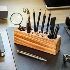 Solid Wood Pen Holder For Desk “ Fountain Pen Holder “ Stylish Wooden Pencil Hol