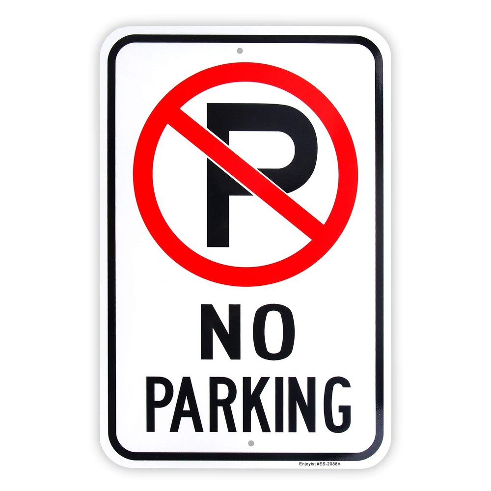 Large No Parking Sign, 18″x 12″ .040 18” x 12”, White with Black Text