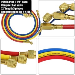 Yellow Jacket Plus II 29986 – 72″ Ball Valve Hoses, 1/4″, Set of 3