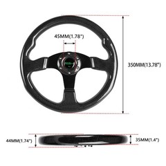 RASTP Carbon Fiber Racing Steering Wheel, 13.8”/350mm 6 Bolts Steering Whe